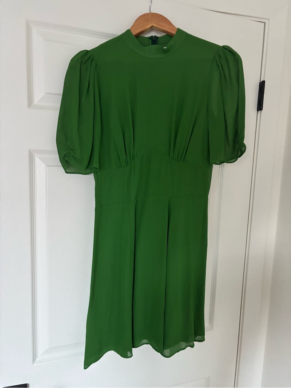Reformation Maylin Green Puff-Sleeve Midi Dress - Kelly Green
